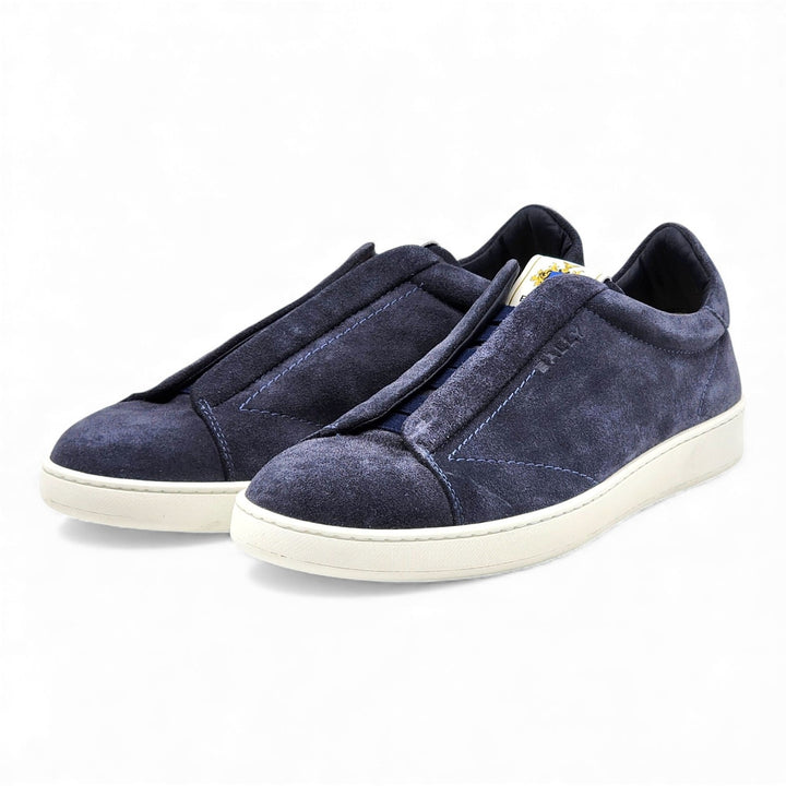 Bally Crest Romy Suede Slip-On Sneakers Navy Blue