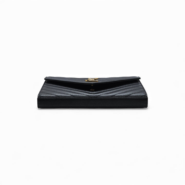 Saint Laurent Monogram Grain De Poudre Leather Wallet On Chain WOC Bag Black GHW