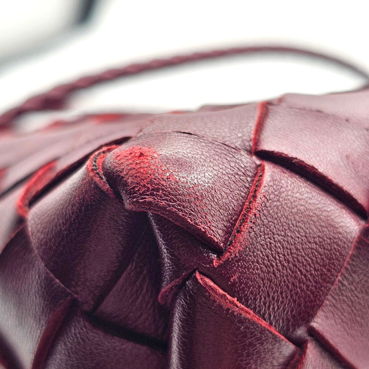 Bottega Veneta Small Andiamo Shoulder Bag Intrecciato Leather Burgundy