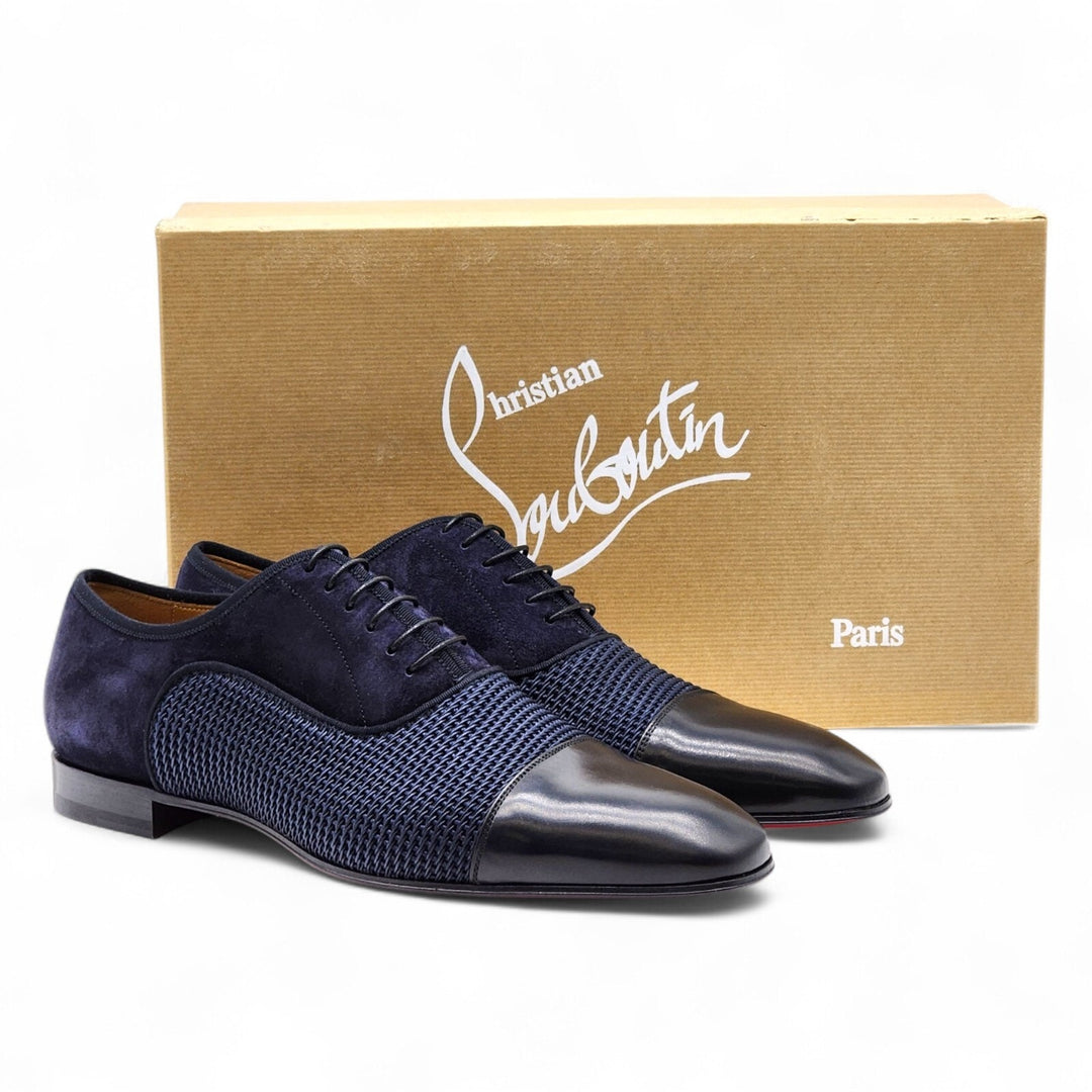 Christian Louboutin Greggo Leather and Suede Oxford Shoes in Blue EU 43 US 10