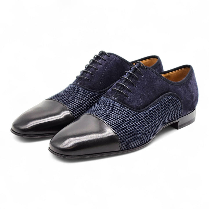 Christian Louboutin Greggo Leather and Suede Oxford Shoes Blue EU 42 / US 9