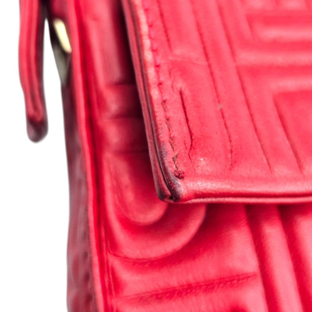 Fendi Monogram Mama Baguette Leather Shoulder Bag in Red