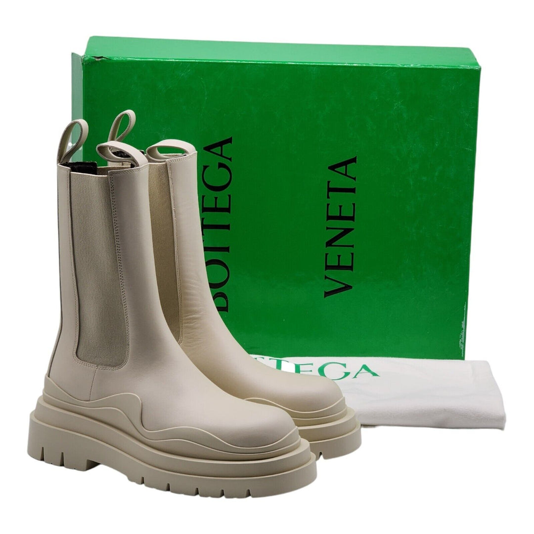 Bottega Veneta Tire Chelsea Boots Leather Sea Salt Ivory EU 36 US 6