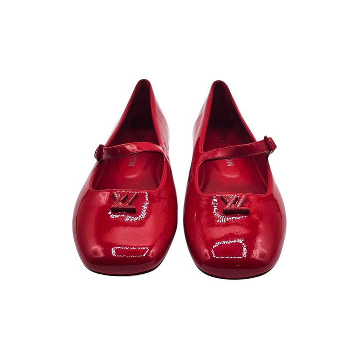 Louis Vuitton Swing Flat Mary Jane Ballerina Leather Shoes EU 38 US 8
