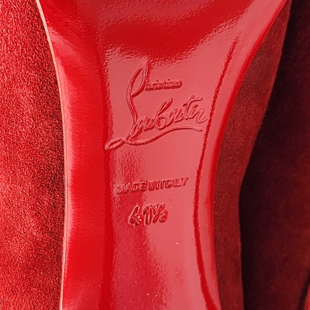 Christian Louboutin Vitish 100 Suede Knee-High Boots Red EU 41.5 US 11