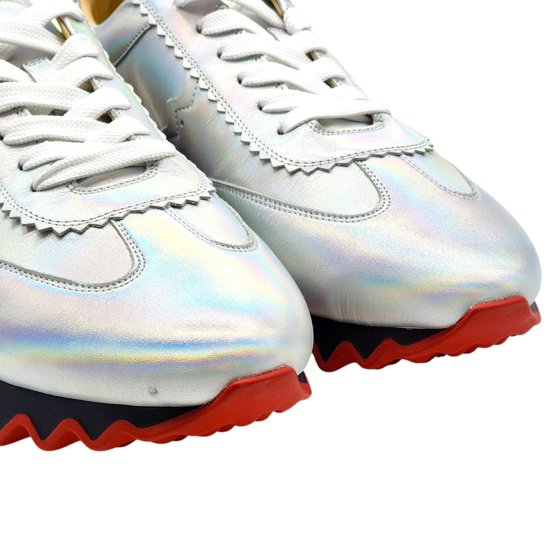 Christian Louboutin Loubishark Low Top Leather Sneakers Silver EU 41 US 8