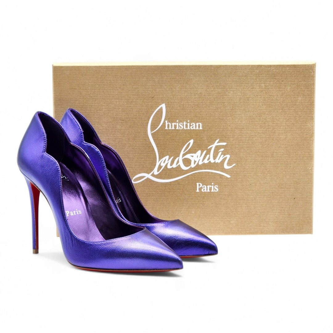 Christian Louboutin Hot Chick Leather Pumps 100mm Purple EU 37.5 US 7 - NIB $895