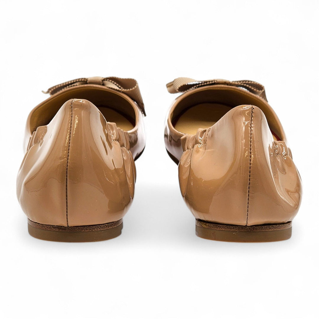 Christian Louboutin Gloriana Flat Patent Leather Ballet Flats Nude EU 40 US 9.5