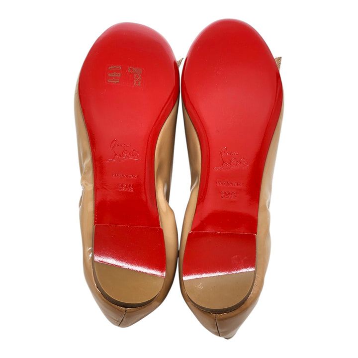 Christian Louboutin Gloriana Patent Leather Ballet Flats Nude EU 39.5 US 9 $745