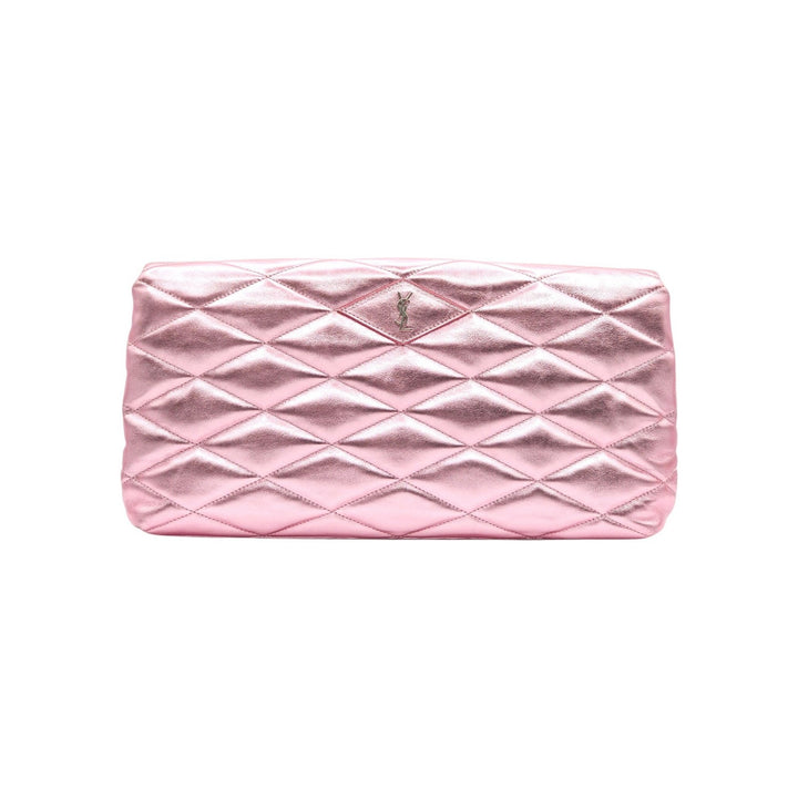 Saint Laurent Sade Puffer Envelope Leather Clutch Metallic Pink - NWT