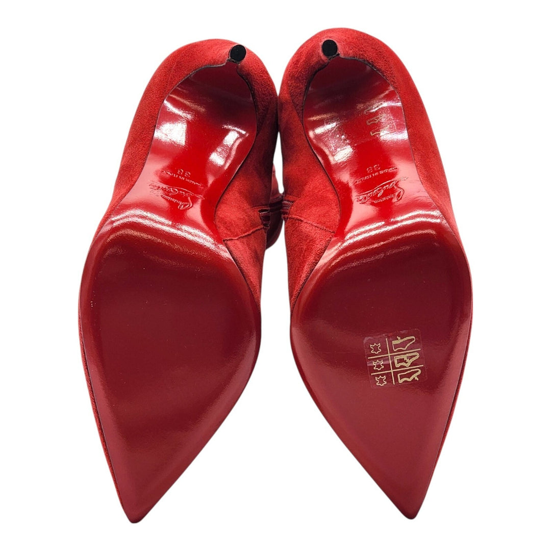 Christian Louboutin Armurabotta Suede Knee-High Boots Red EU 38 US 7.5