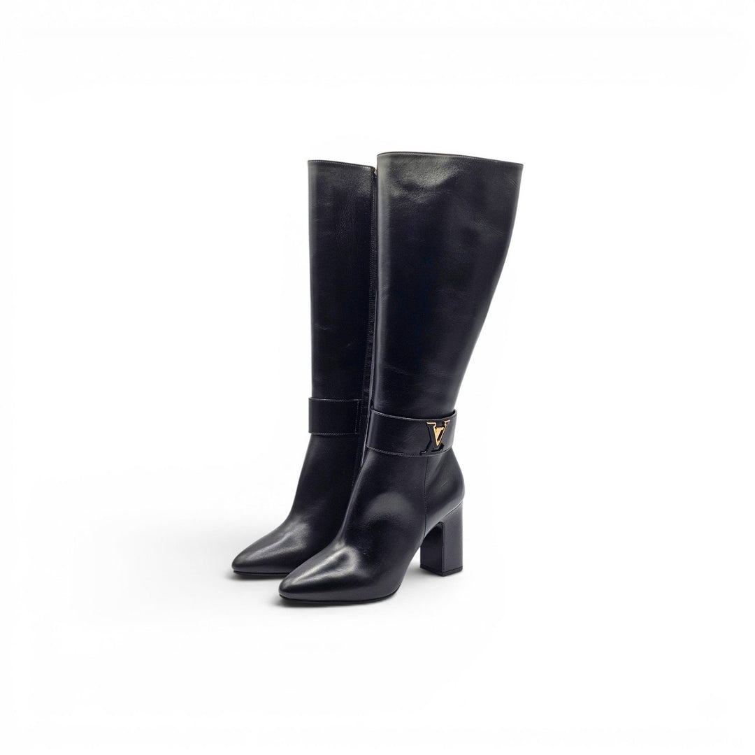Louis Vuitton Midtown Knee High Boots LV Monogram Black Leather EU 37 US 7 $2440