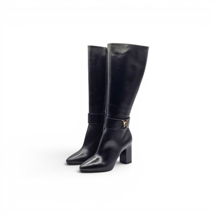 Louis Vuitton Midtown Knee High Boots LV Monogram Black Leather EU 37 US 7 $2440
