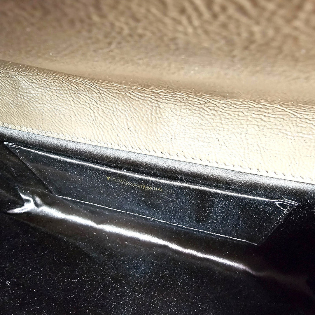 Yves Saint Laurent YSL Monogram Large Belle De Jour Clutch Brown Patent Leather