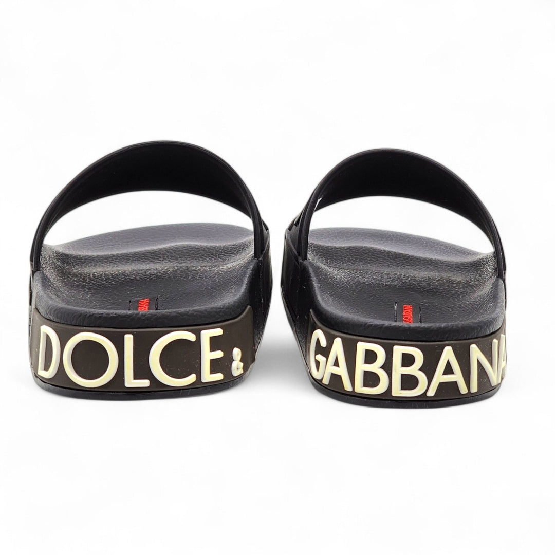 Dolce & Gabbana Logo Saint Barth Rubber Pool Slides Black EU 39 US 9