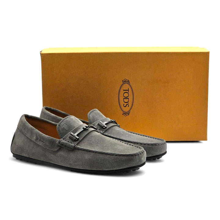 Tod’s Men’s City Gommino Suede Driving Shoes Gray US 9 UK 8