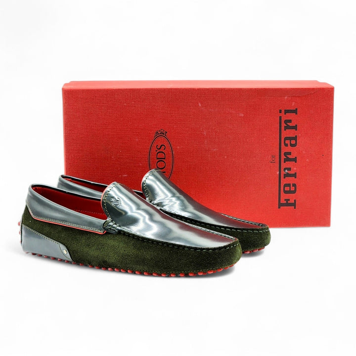 Tod’s for Ferrari Gommino Driving Leather Loafers Green UK 7 US 8.5