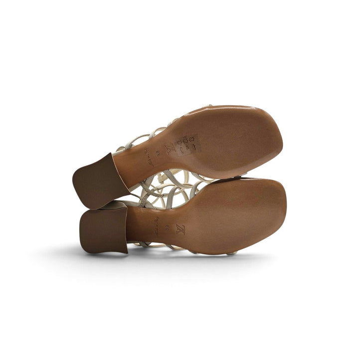 Louis Vuitton Gaia Sandals Ecru Lambskin EU 39 US 9 Gold Charms 1AK44T