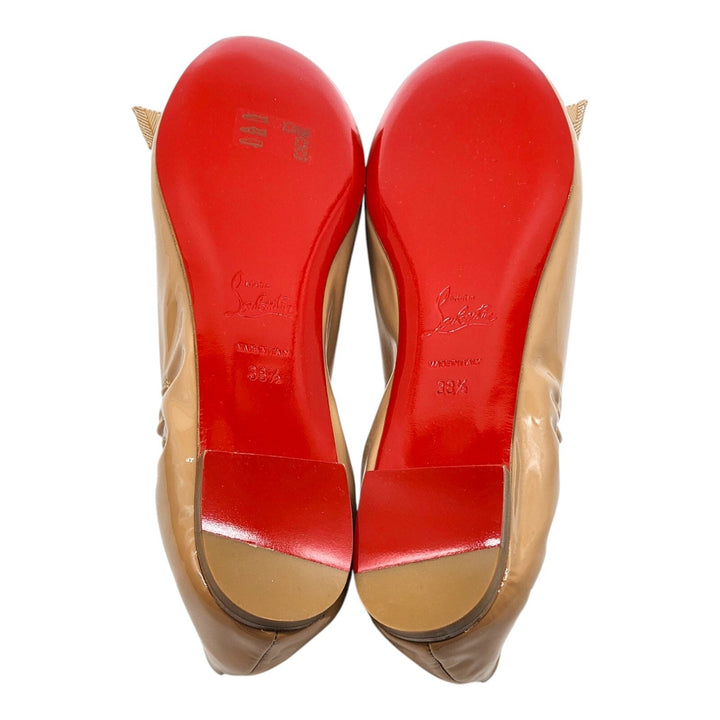 Christian Louboutin Gloriana Flat Patent Leather Ballet Flats Nude EU 38.5 US 8