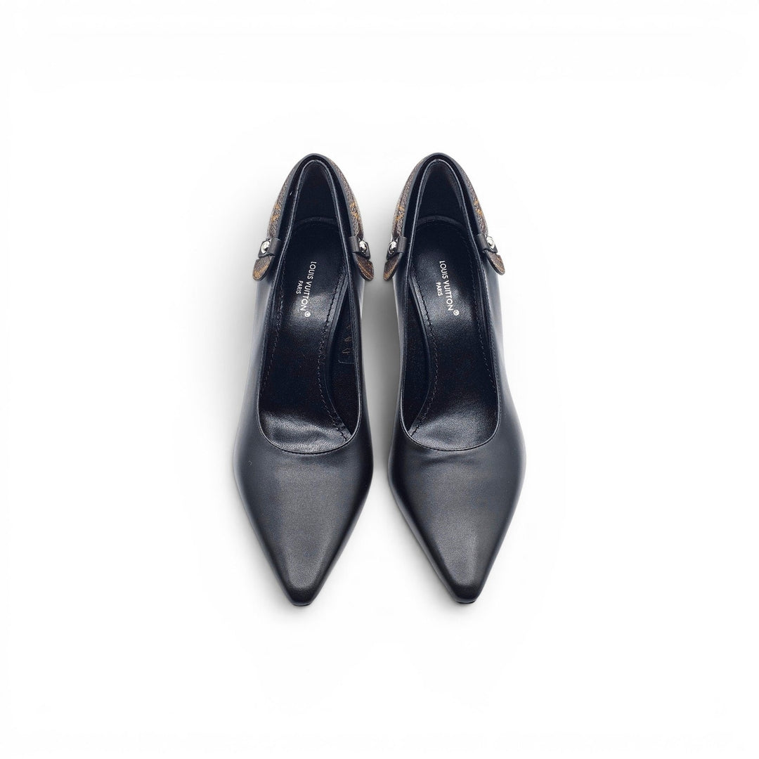 Louis Vuitton Legacy Pumps Black Calf Leather Monogram Strap EU 36 US 6 - NWB