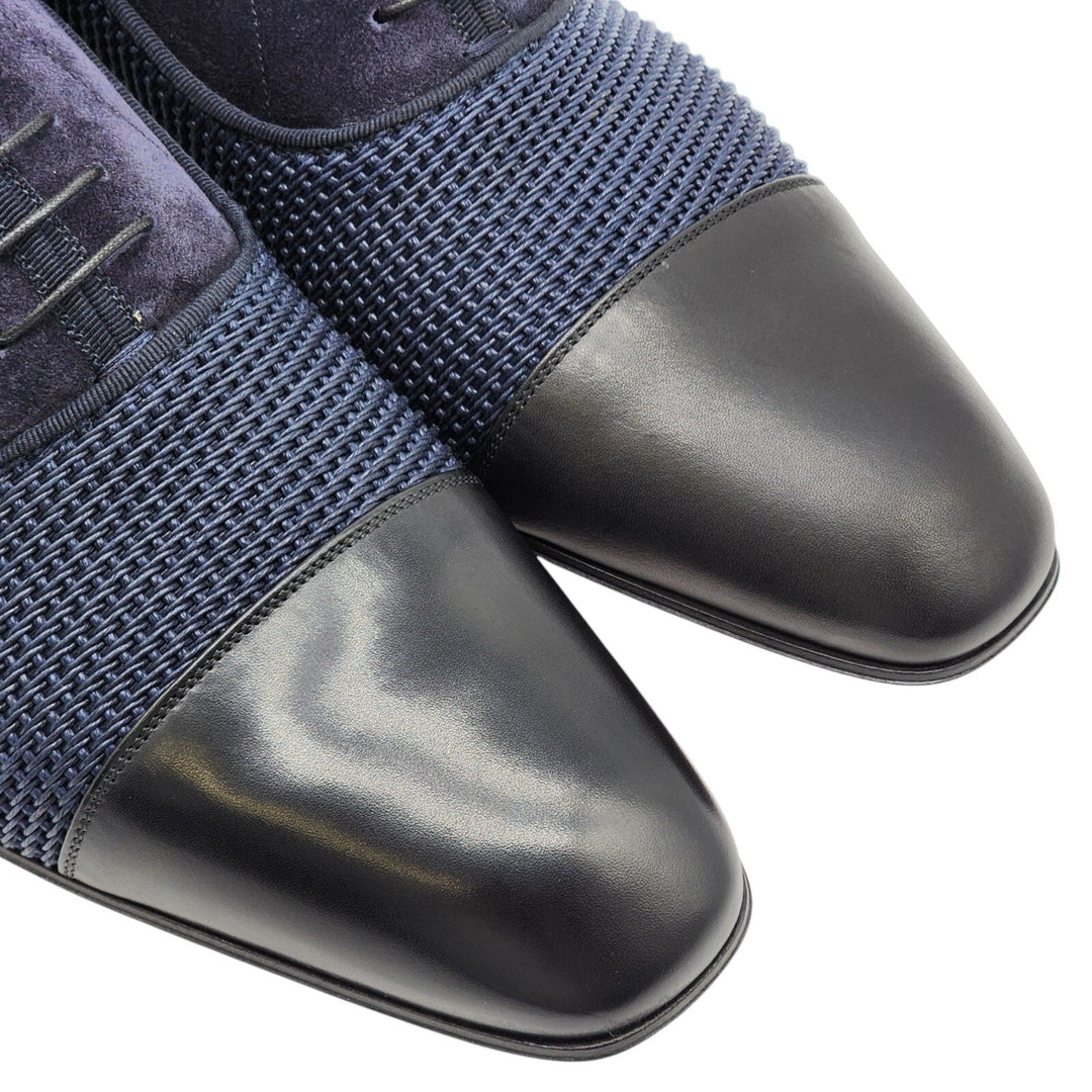 Christian Louboutin Greggo Leather and Suede Oxford Shoes Blue EU 44 US 11