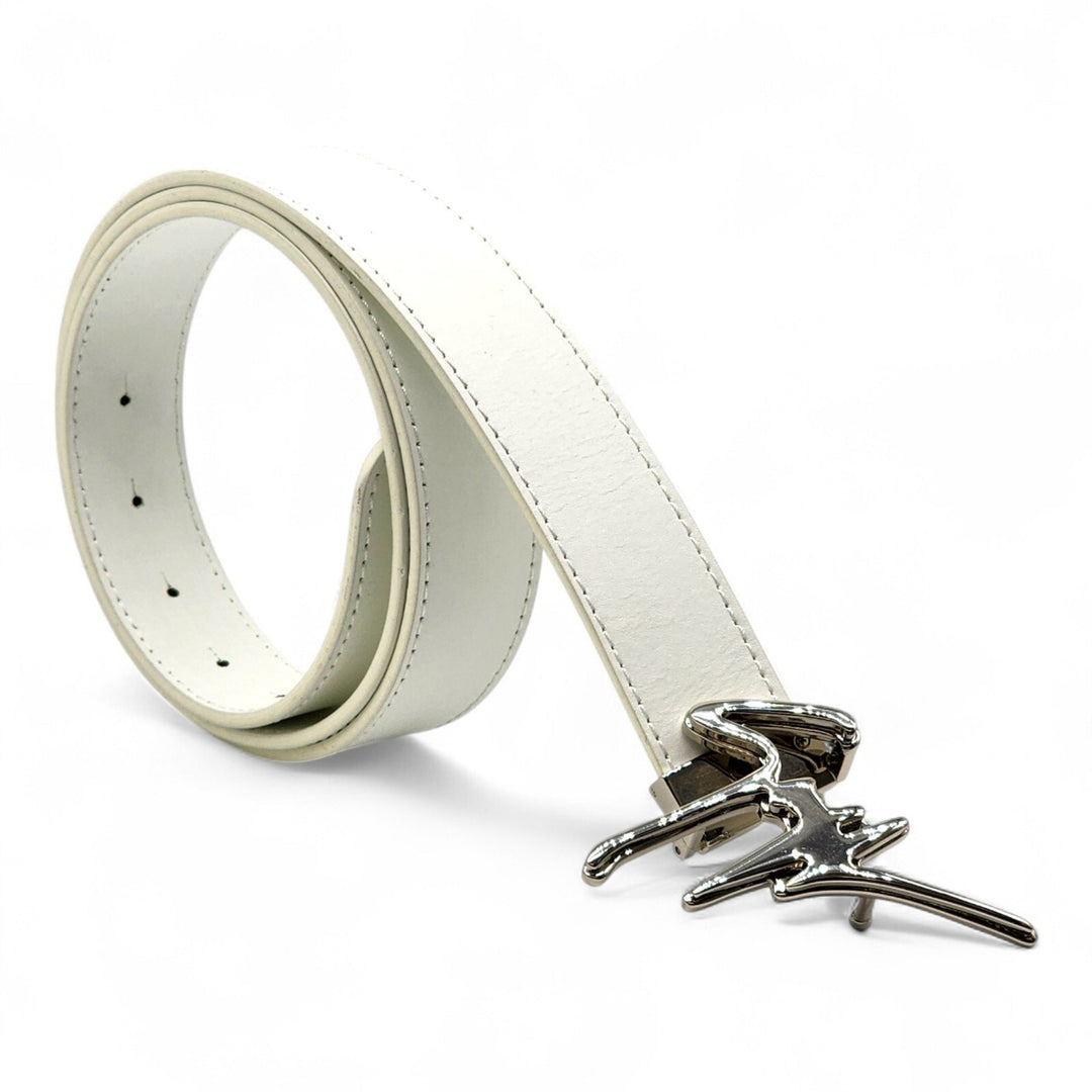 Giuseppe Zanotti Silver Logo Adjustable Leather Belt Unisex One Size
