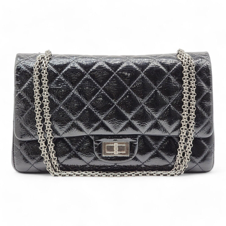 Chanel Classic 2.55 Reissue Jumbo Double Flap Bag - Quilted Patent Leather Black