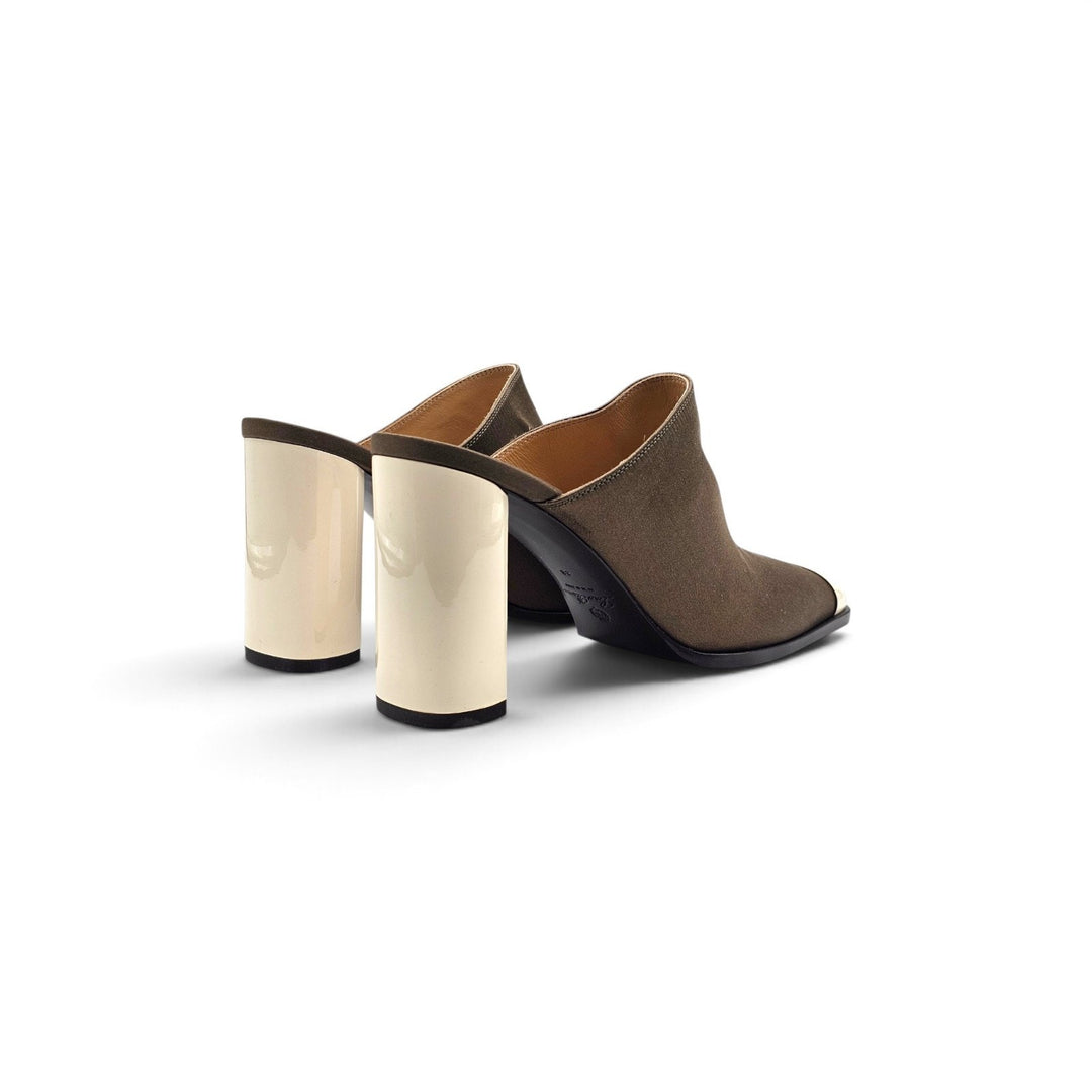 Loro Piana Alba Heeled Mules Olive Shadow FAR1163 51MM EU 39 US 9 - NWOB $1900