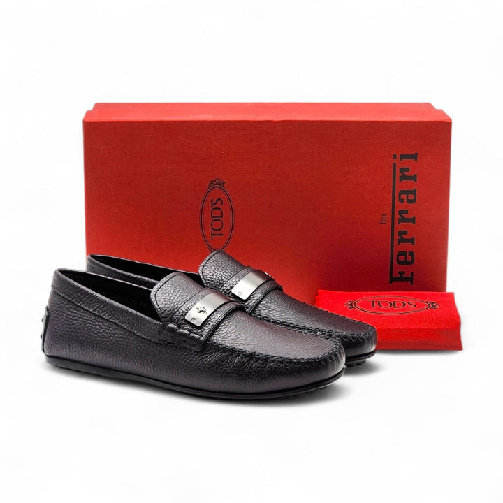 Tod’s for Ferrari Leather Gommino Driving Loafers Black UK 7 US 8