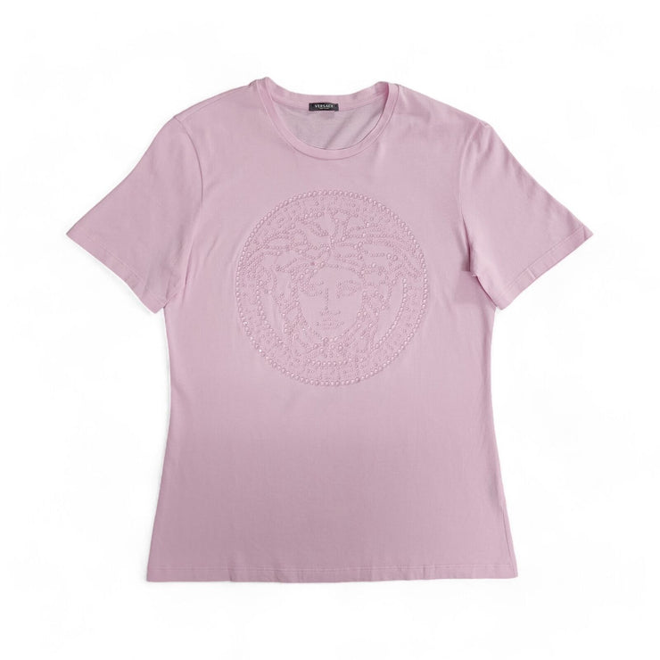 Versace Studded Medusa T Shirt - Cotton - Pink XS 38 IT