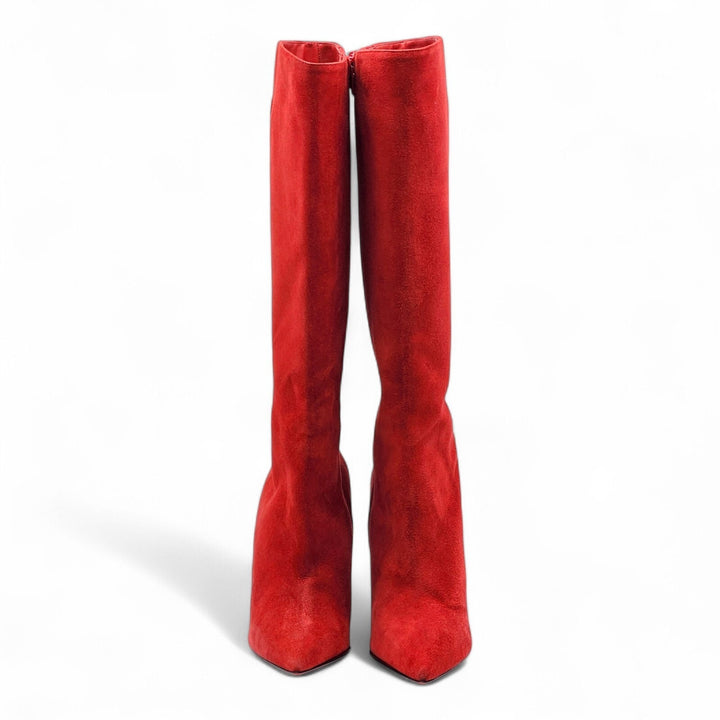 Christian Louboutin Armurabotta Suede Knee-High Boots Red EU 38 US 7.5