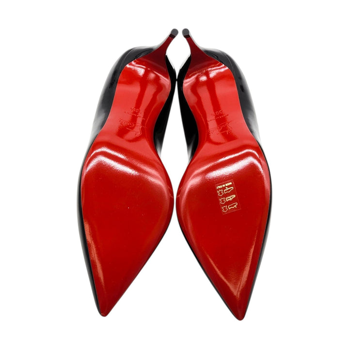 Christian Louboutin Hot Chick Patent Leather Kitten Heel Pumps Black
