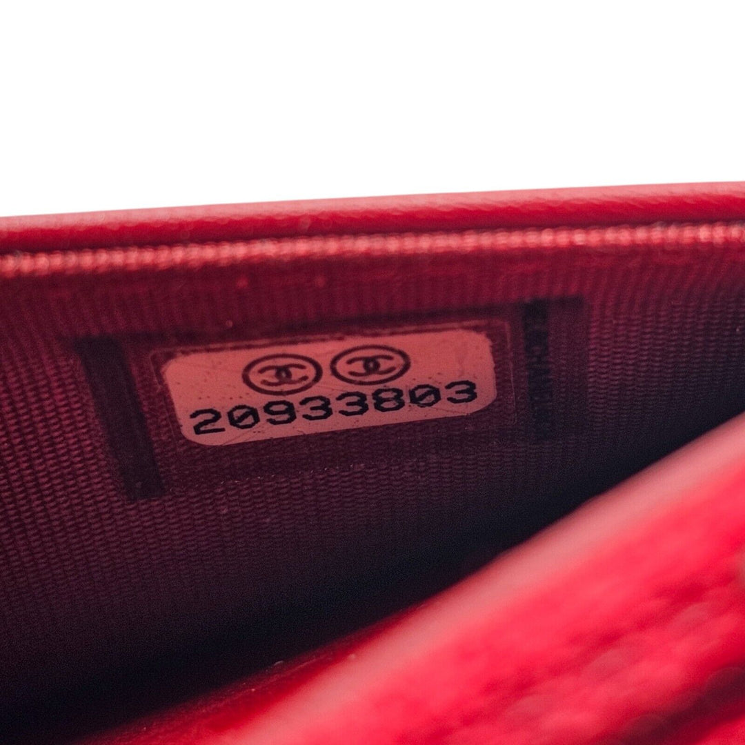 Chanel Coco Boy Wallet on Chain WOC Shoulder Bag - Glazed Calf Leather - Red