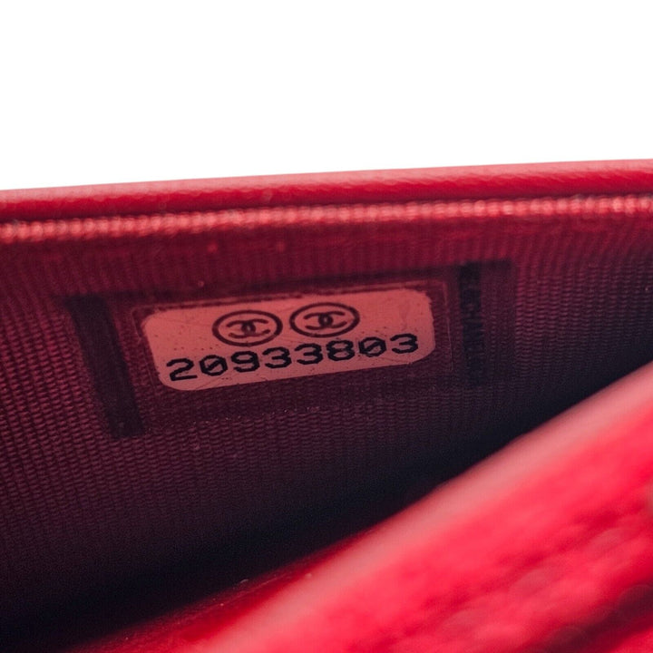 Chanel Coco Boy Wallet on Chain WOC Shoulder Bag - Glazed Calf Leather - Red