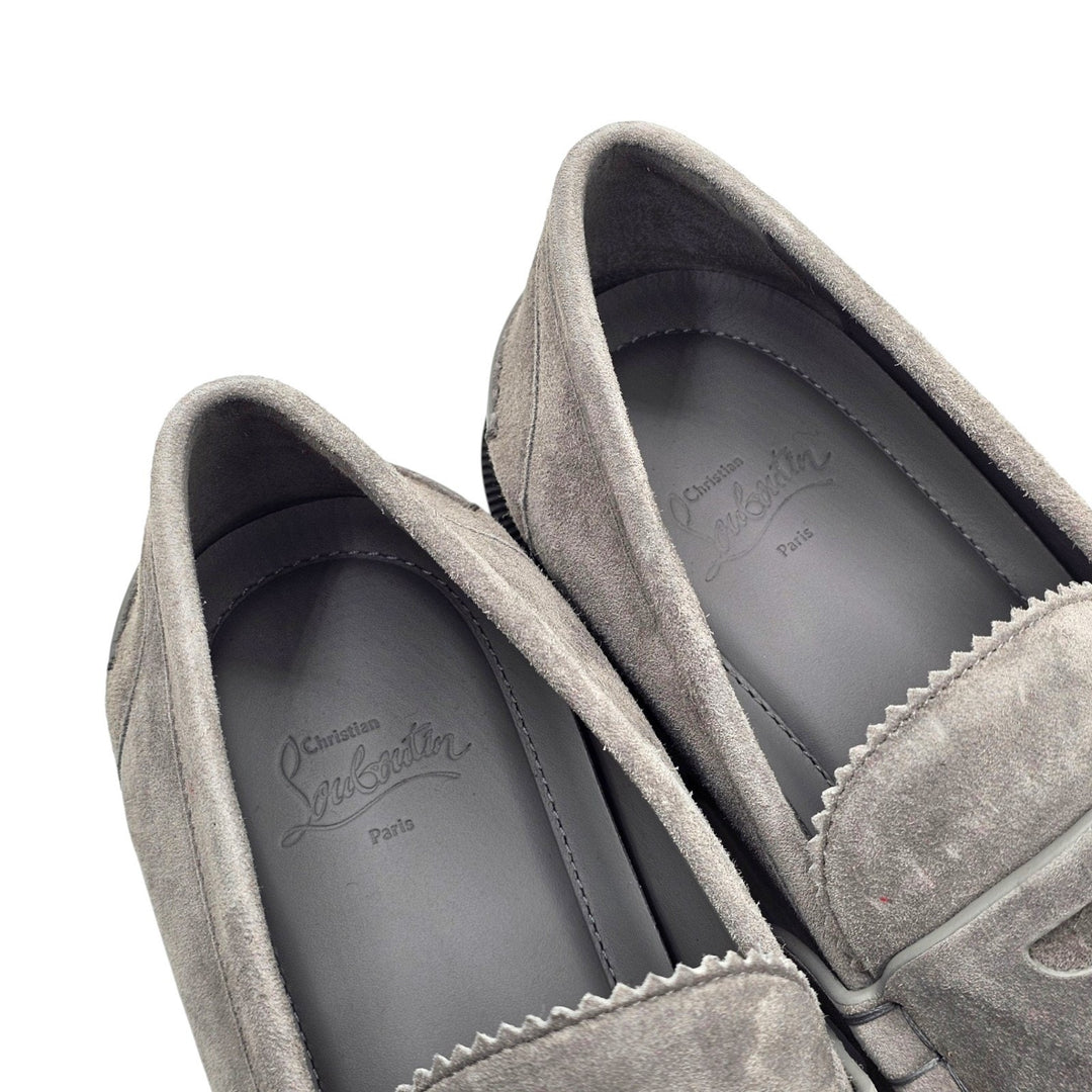 Christian Louboutin Plato Penny's Loafers Gray Suede EU 39.5 US 6.5 - NWOB $1120