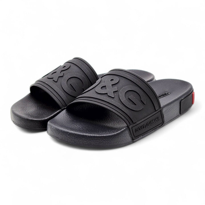 Dolce & Gabbana Logo Saint Barth Rubber Pool Slides Black EU 39 US 9