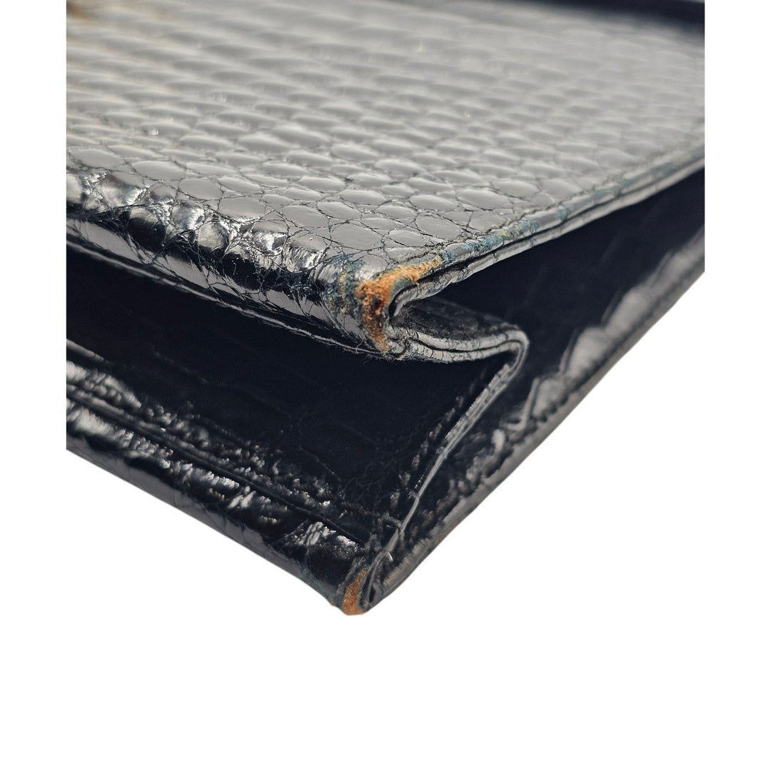 Bally International Black Crocodile Skin Briefcase Bag Vintage Made in Italy