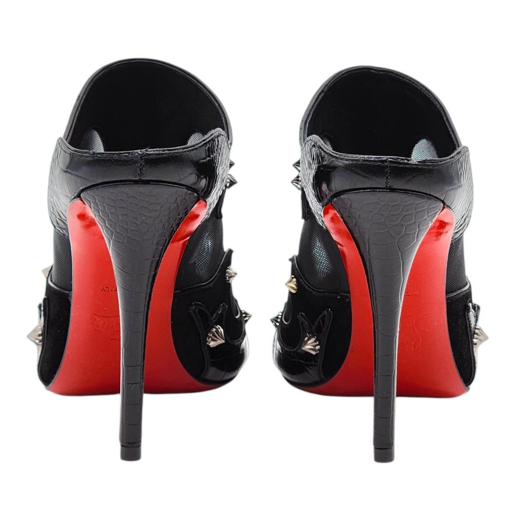 Christian Louboutin Mulatiag Mesh Leather Mules Black EU 37 US 6.5