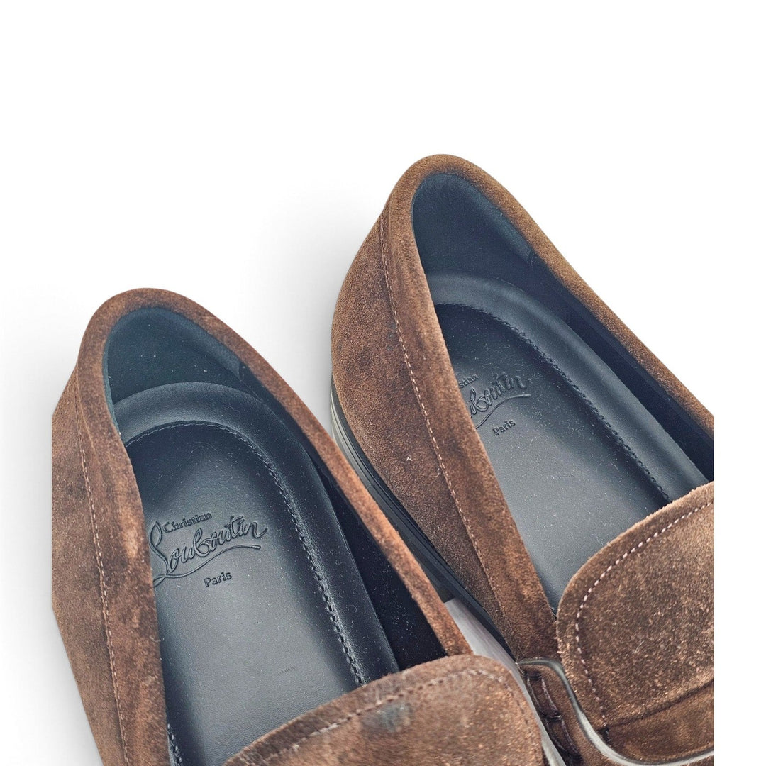 Christian Louboutin Caravin Suede Lug Sole Loafers Brown EU 41 US 8 NWOB - $1250