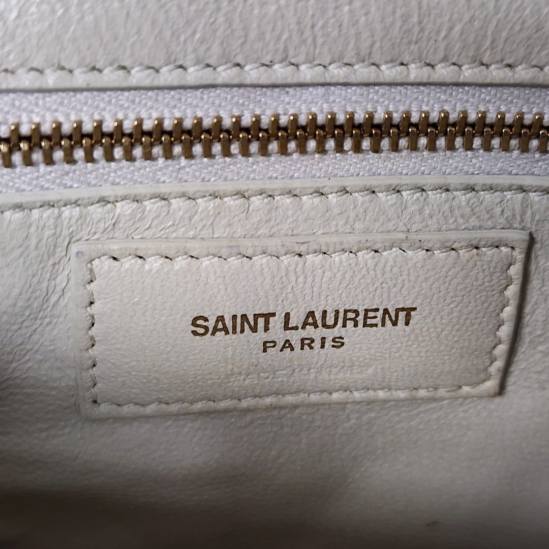 Saint Laurent Crossbody Shoulder Bag Satchel Cream Leather 532561 – Preowned
