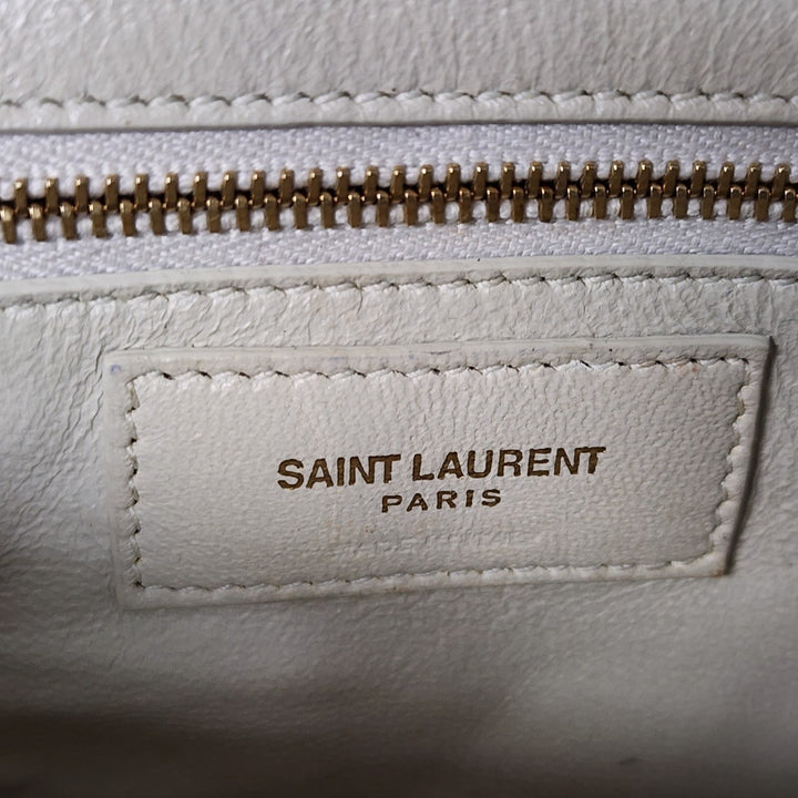 Saint Laurent Crossbody Shoulder Bag Satchel Cream Leather 532561 – Preowned