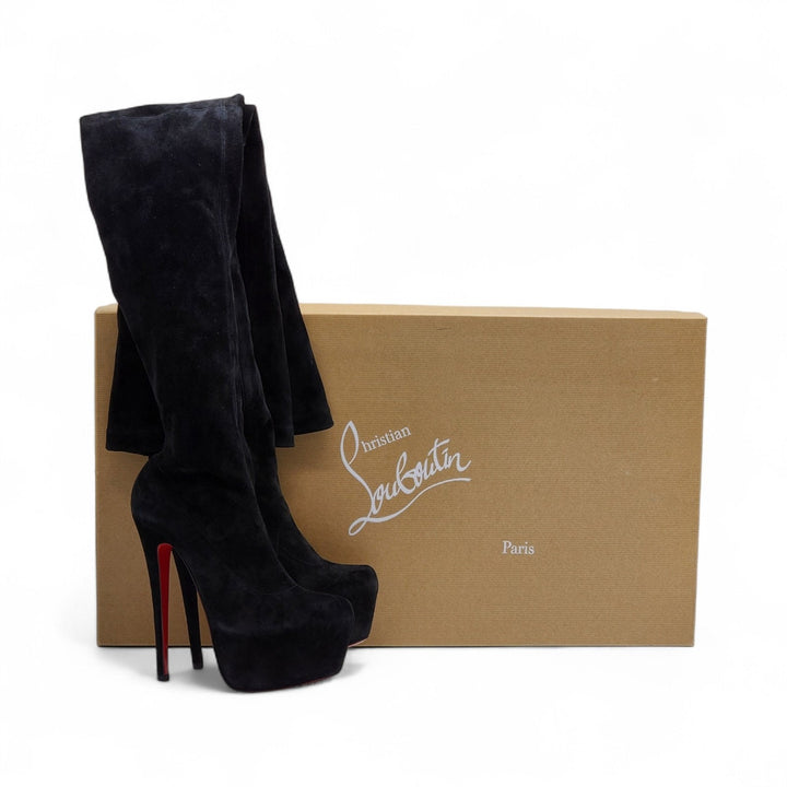 Christian Louboutin Gazolina Over the Knee Platform Suede Boots EU 37 US 6.5