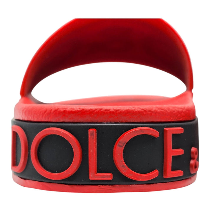 Dolce & Gabbana Logo Saint Barth Rubber Pool Slides Red EU 39 US 9