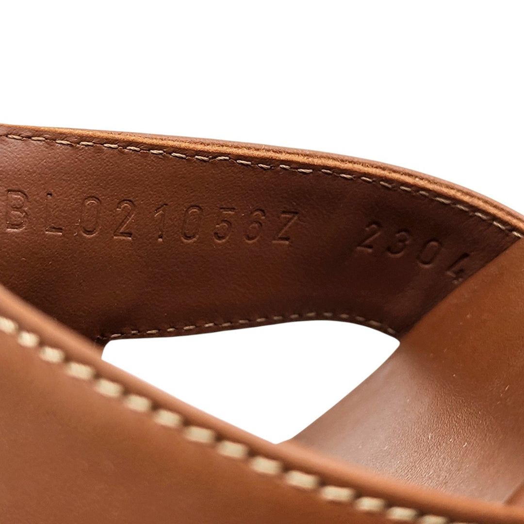 Hermes Oran Women's Leather Slide H Sandals Gold Brown EU 38 US 7.5 - New $840