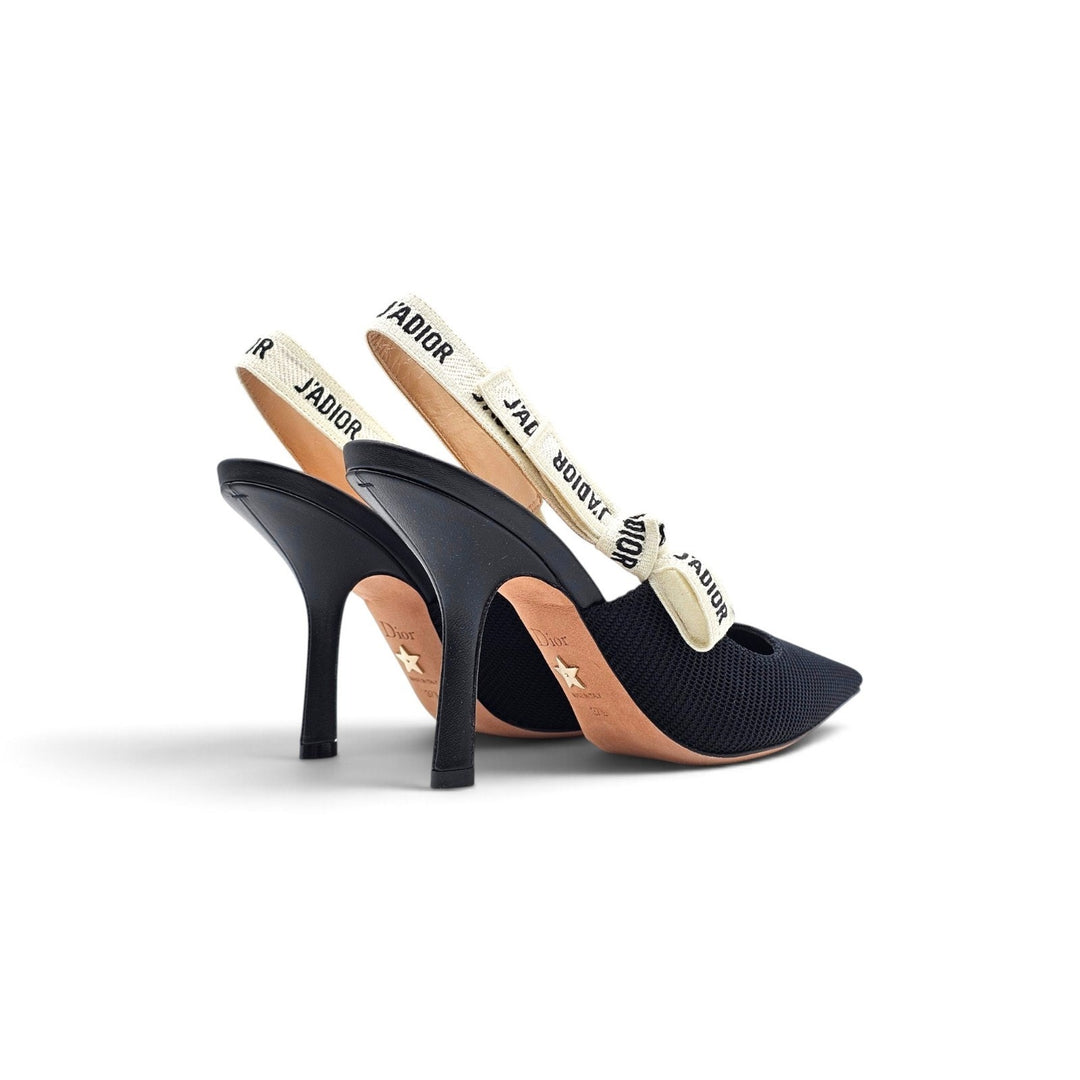 Christian Dior J'Adior Slingback Pumps in Black Technical Fabric EU 37.5 US 7.5