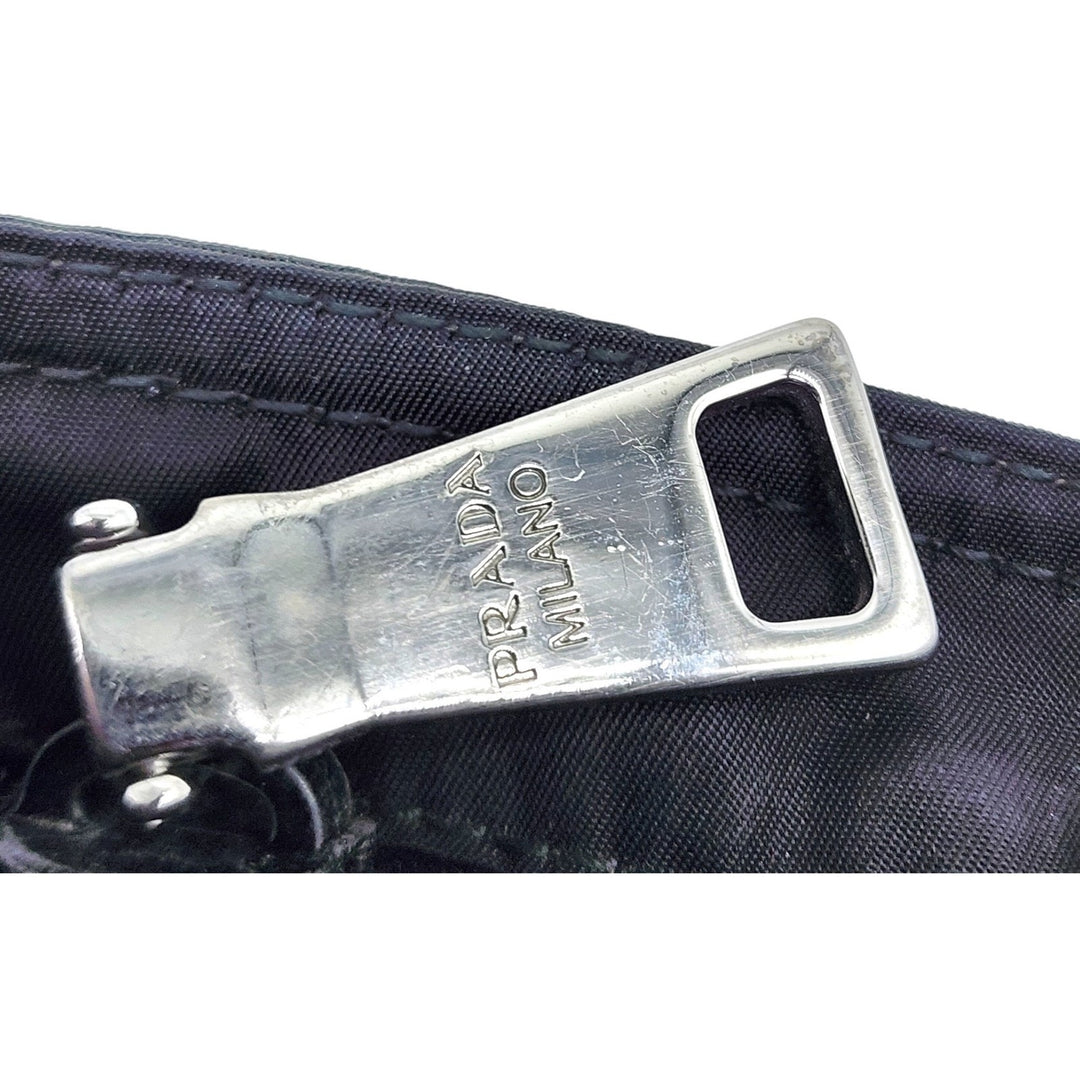 Prada Unisex Triangle Logo Nylon and Leather Crossbody Shoulder Bag Black