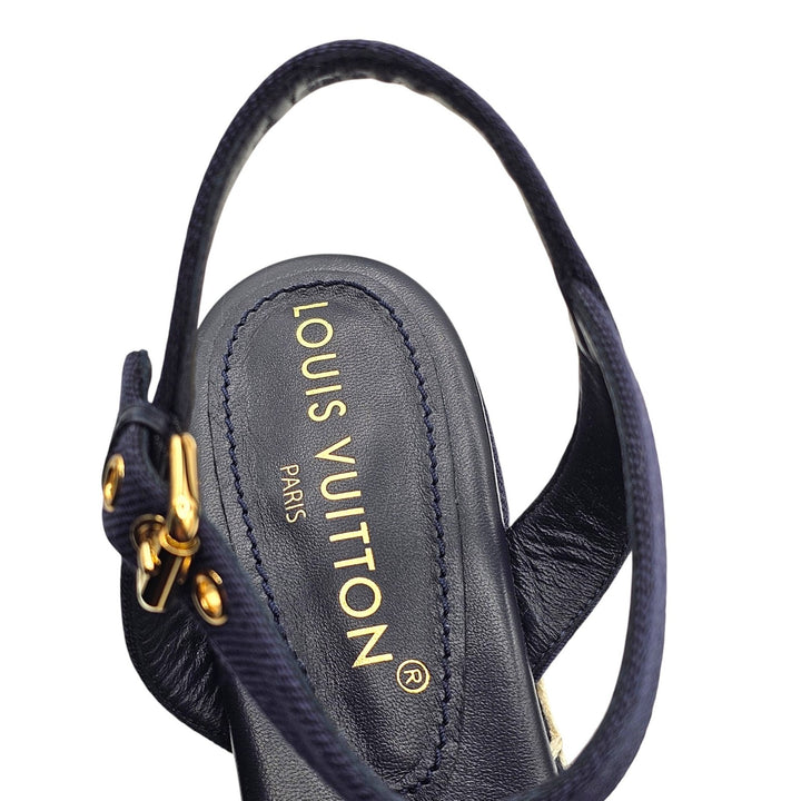 Louis Vuitton Shake Navy Denim Platform Wedge Sandals EU 36 US 6 - NWB $1280