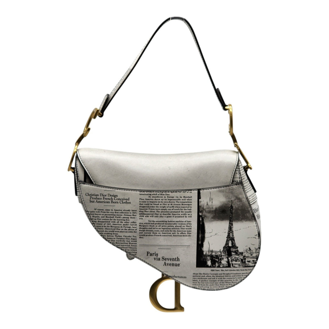 Christian Dior Saddle Bag Newspaper Print Limited Edition 2024 - White Black