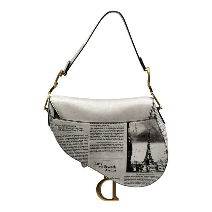 Christian Dior Saddle Bag Newspaper Print Limited Edition 2024 - White Black