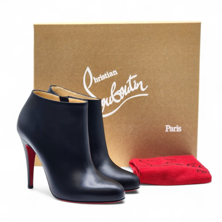 Christian Louboutin Belle 85 Leather Ankle Booties Black EU 37.5 US 7